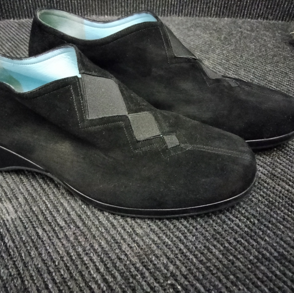 Black suede women's slip on